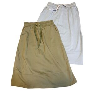 Lot 2 Margaux USA Athletic Skirt Pockets Drawstring Soft Feminine Green Blue S‎
